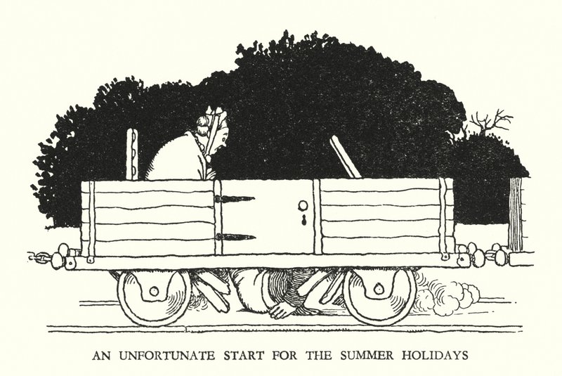 Illustrazione per Railway Ribaldry di W Heath Robinson da William Heath Robinson