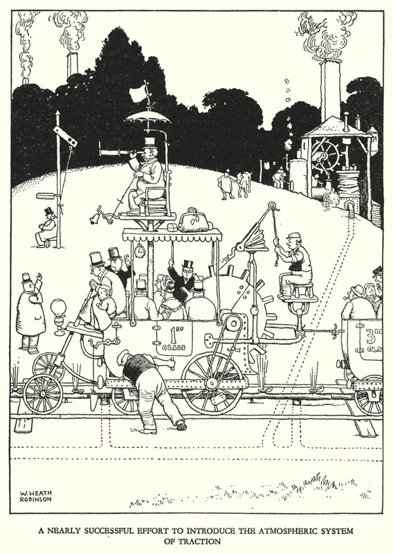 Illustrazione per Railway Ribaldry di W Heath Robinson da William Heath Robinson
