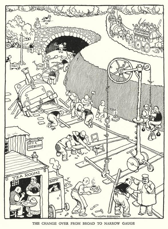 Illustrazione per Railway Ribaldry di W Heath Robinson da William Heath Robinson