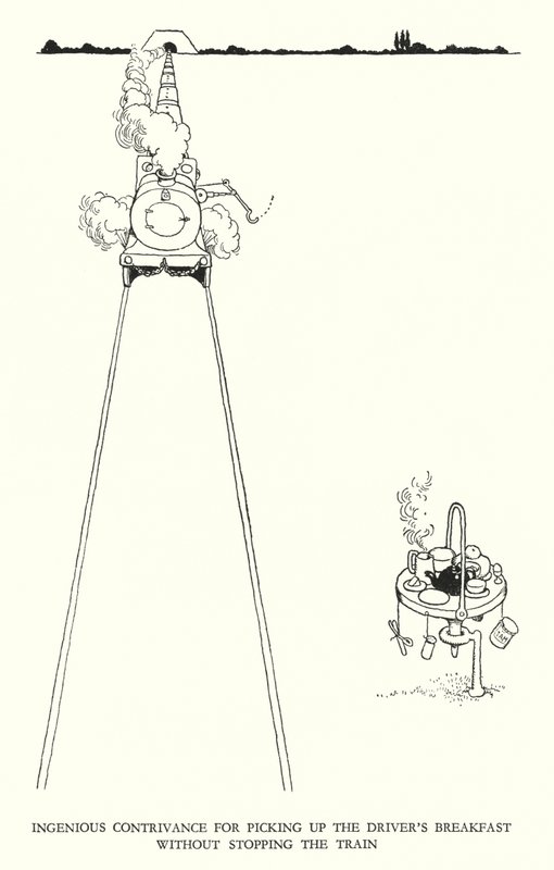 Illustrazione per Railway Ribaldry di W Heath Robinson da William Heath Robinson