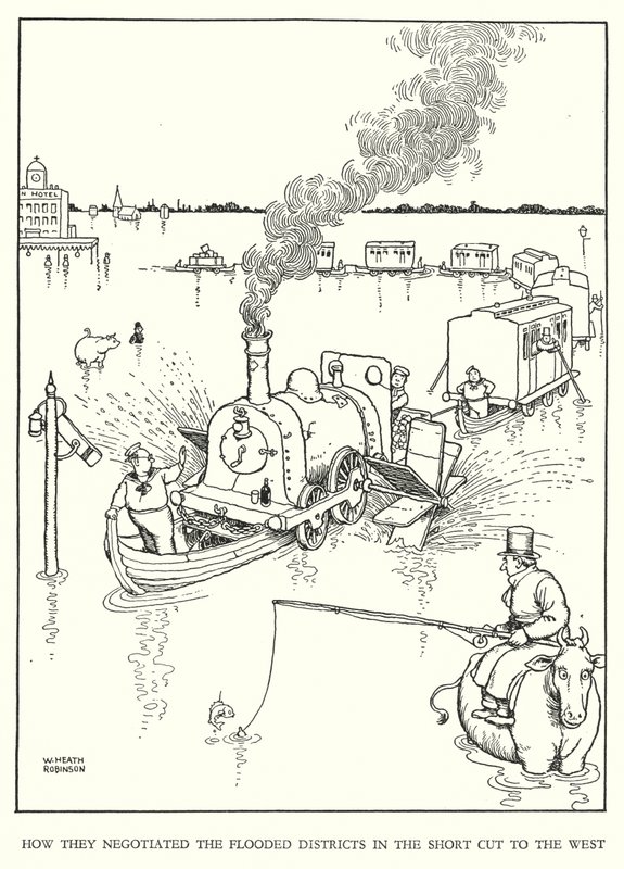 Illustrazione per Railway Ribaldry di W Heath Robinson da William Heath Robinson