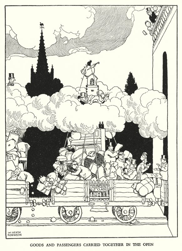 Illustrazione per Railway Ribaldry di W Heath Robinson da William Heath Robinson