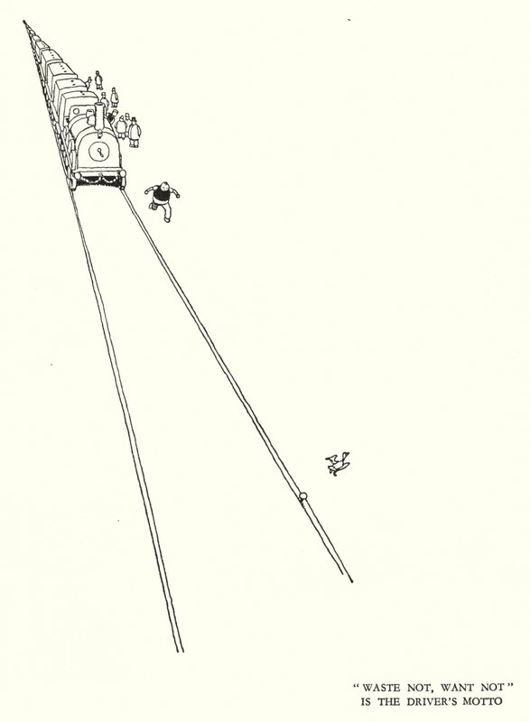 Illustrazione per Railway Ribaldry di W Heath Robinson da William Heath Robinson