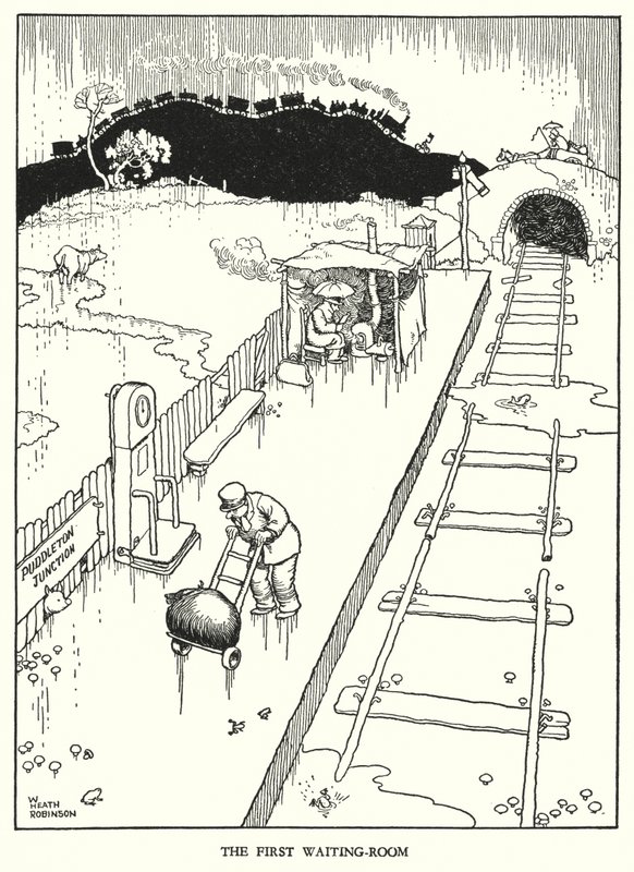 Illustrazione per Railway Ribaldry di W Heath Robinson (litografia) da William Heath Robinson