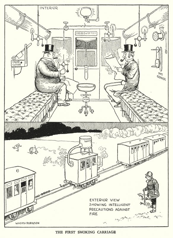 Illustrazione per Railway Ribaldry di W Heath Robinson (litografia) da William Heath Robinson