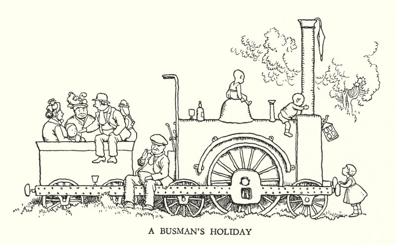 Illustrazione per Railway Ribaldry di W Heath Robinson (litografia) da William Heath Robinson