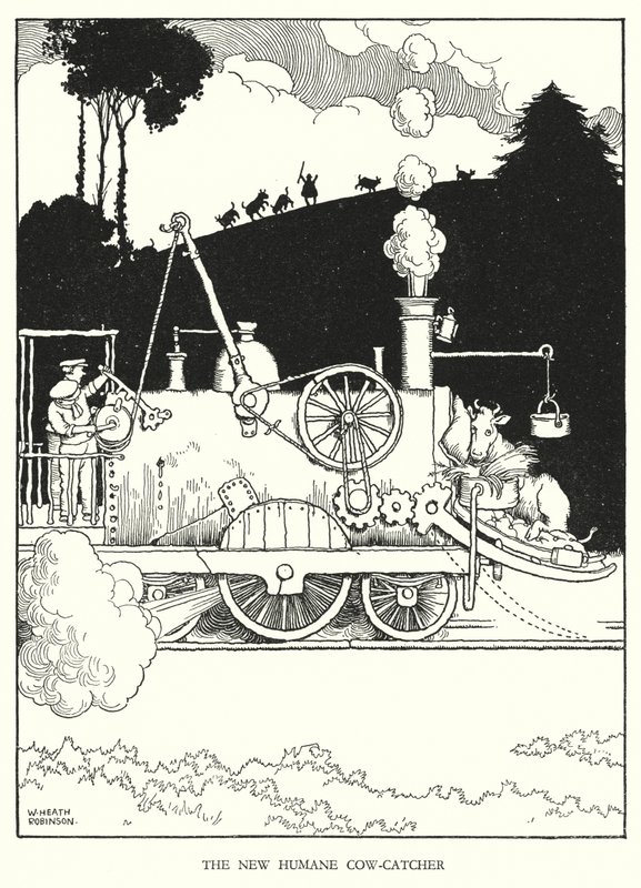 Illustrazione per Railway Ribaldry di W Heath Robinson (litografia) da William Heath Robinson