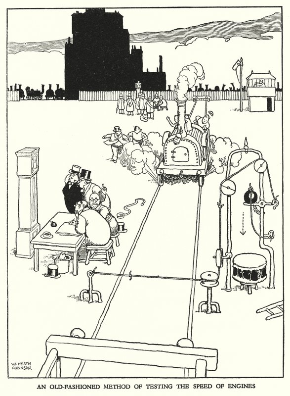 Illustrazione per Railway Ribaldry di W Heath Robinson da William Heath Robinson