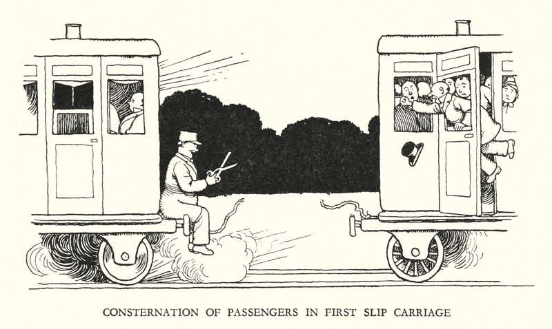Illustrazione per Railway Ribaldry di W Heath Robinson da William Heath Robinson