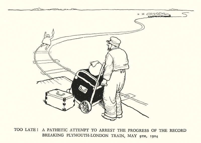 Illustrazione per Railway Ribaldry di W Heath Robinson da William Heath Robinson