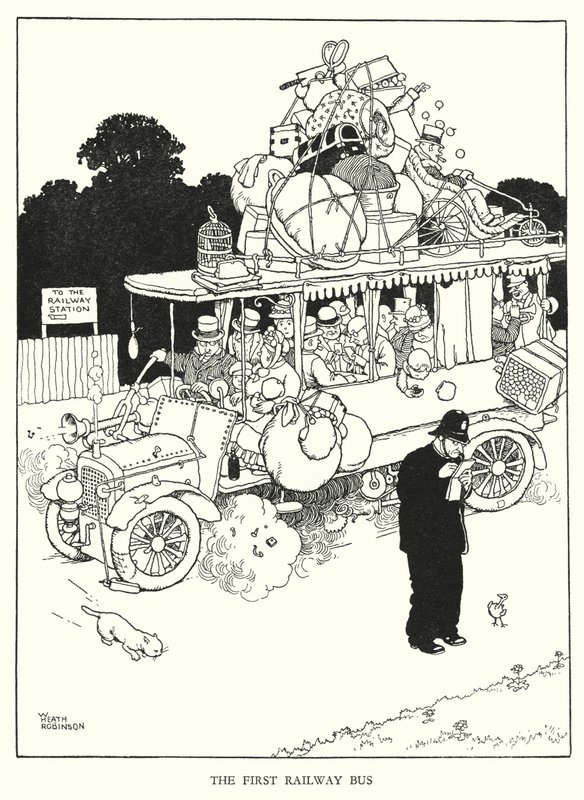 Illustrazione per Railway Ribaldry di W Heath Robinson da William Heath Robinson