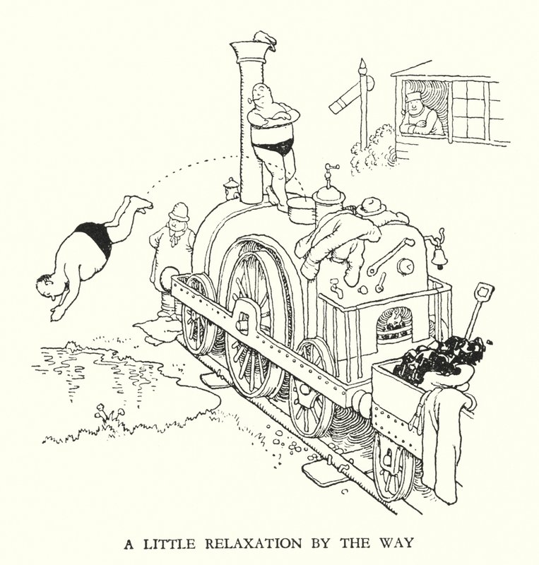 Illustrazione per Railway Ribaldry di W Heath Robinson da William Heath Robinson