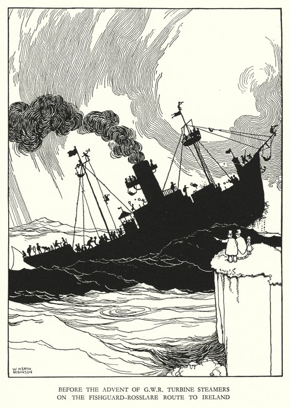 Illustrazione per Railway Ribaldry di W Heath Robinson da William Heath Robinson