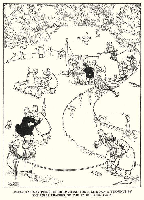 Illustrazione per Railway Ribaldry di W Heath Robinson da William Heath Robinson
