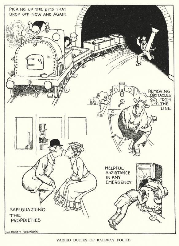 Illustrazione per Railway Ribaldry di W Heath Robinson da William Heath Robinson