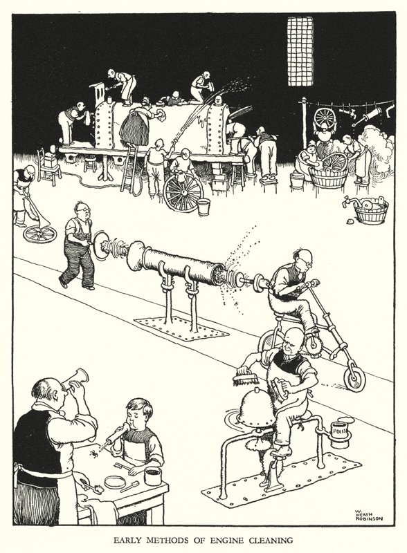 Illustrazione per Railway Ribaldry di W Heath Robinson da William Heath Robinson