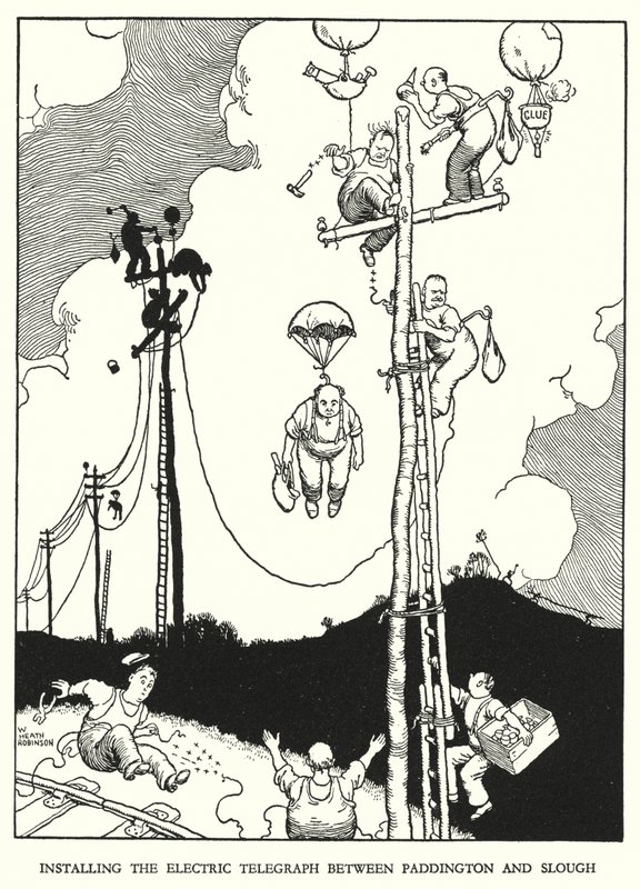 Illustrazione per Railway Ribaldry di W Heath Robinson da William Heath Robinson