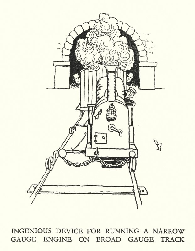 Illustrazione per Railway Ribaldry di W Heath Robinson da William Heath Robinson