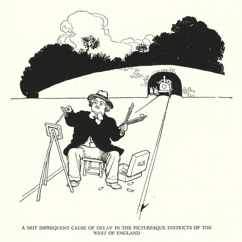 Illustrazione per Railway Ribaldry di W Heath Robinson da William Heath Robinson