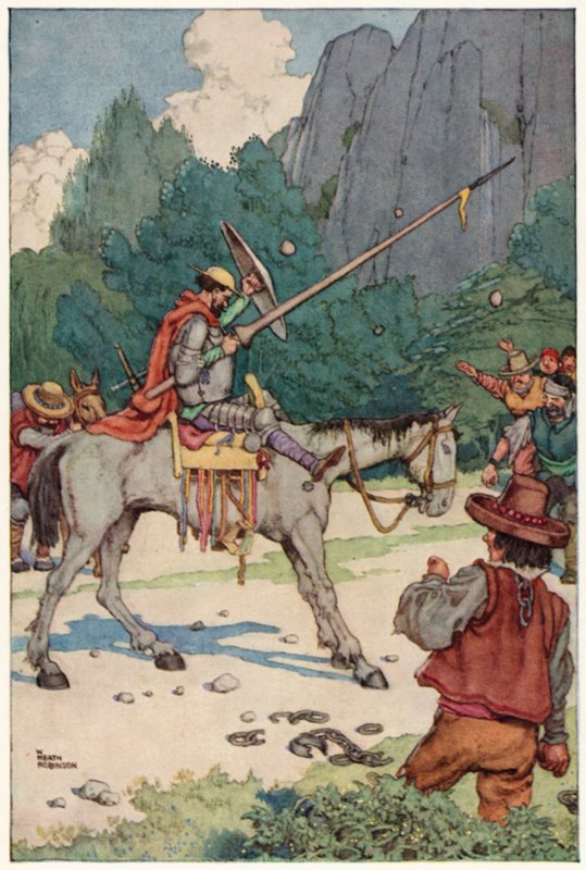 Illustrazione per Le avventure di Don Chisciotte da William Heath Robinson