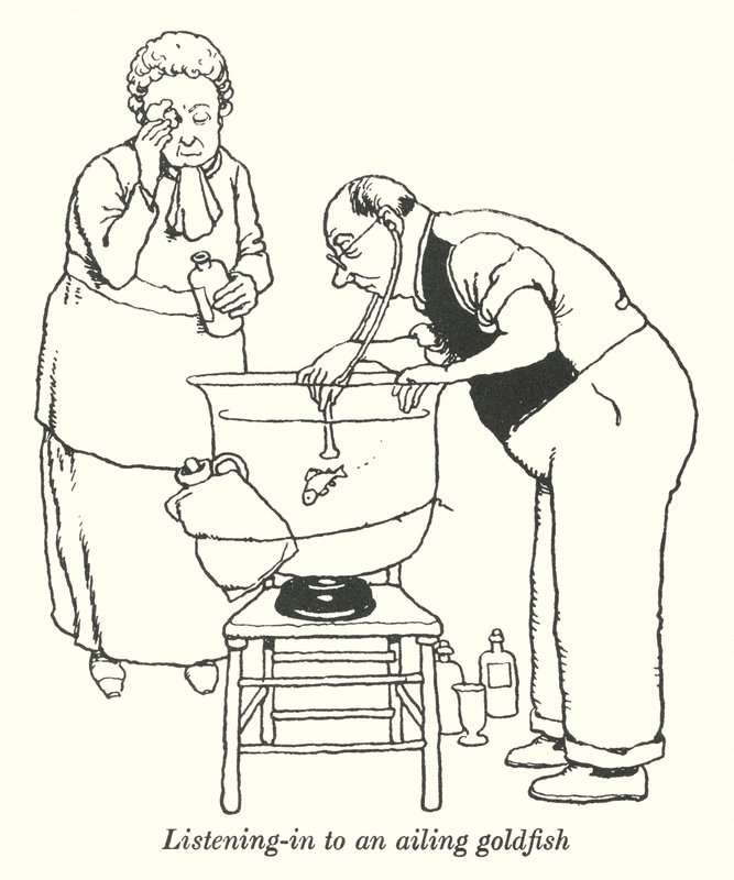 Ascoltare un pesce rosso malato da William Heath Robinson