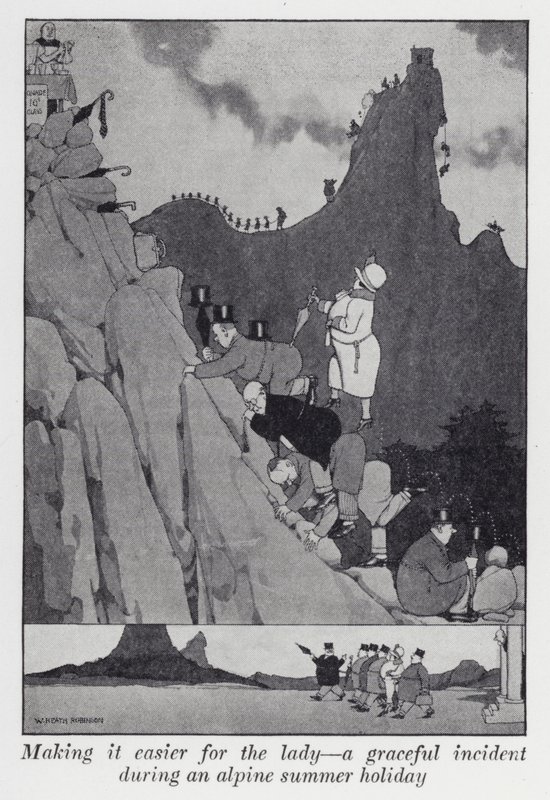 Rendere più facile per la signora, un incidente grazioso durante una vacanza estiva alpina da William Heath Robinson