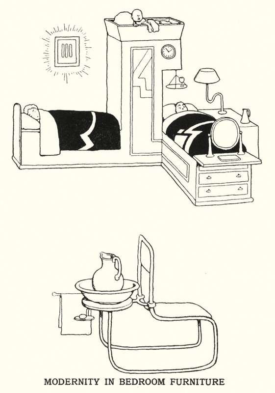 Modernità nei mobili da camera da William Heath Robinson