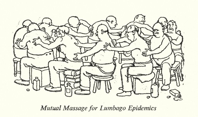 Massaggio reciproco per epidemie di lombalgia da William Heath Robinson