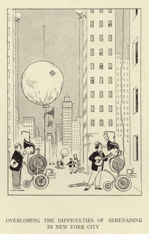 Superare le difficoltà di una serenata a New York City da William Heath Robinson