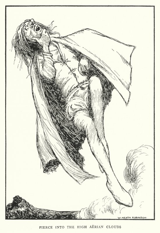Penetra nelle alte nuvole aeree (litografia) da William Heath Robinson