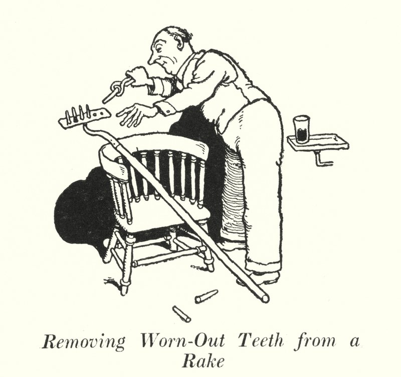 Rimuovere i denti usurati da un rastrello da William Heath Robinson