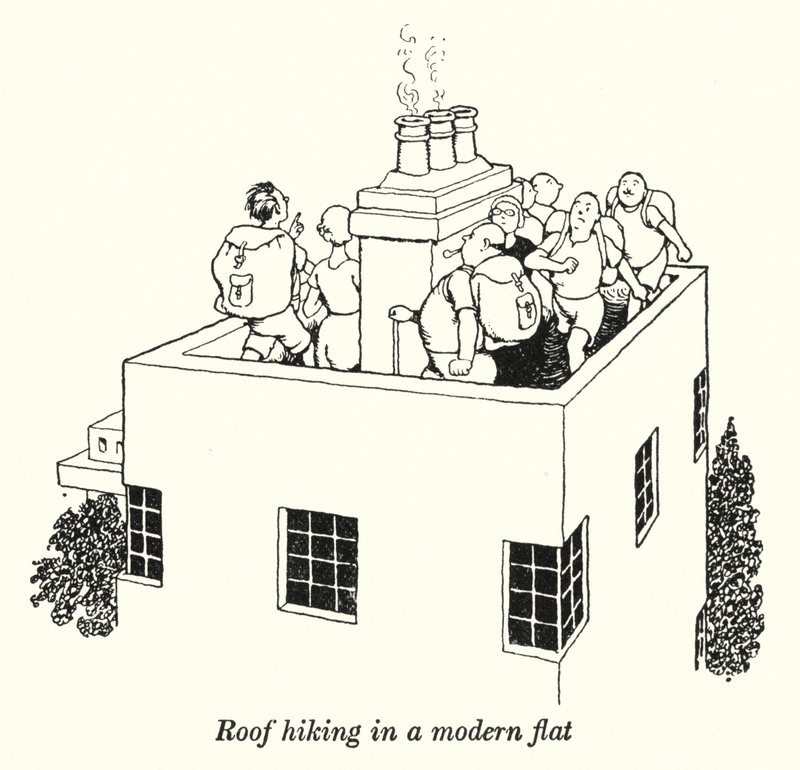 Escursionismo sul tetto in un appartamento moderno da William Heath Robinson