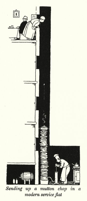 Inviare una costoletta di montone in un appartamento di servizio moderno da William Heath Robinson
