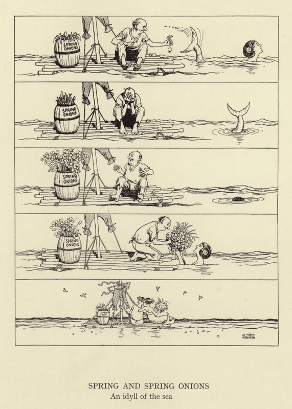 Primavera e cipolle verdi, un idillio del mare da William Heath Robinson