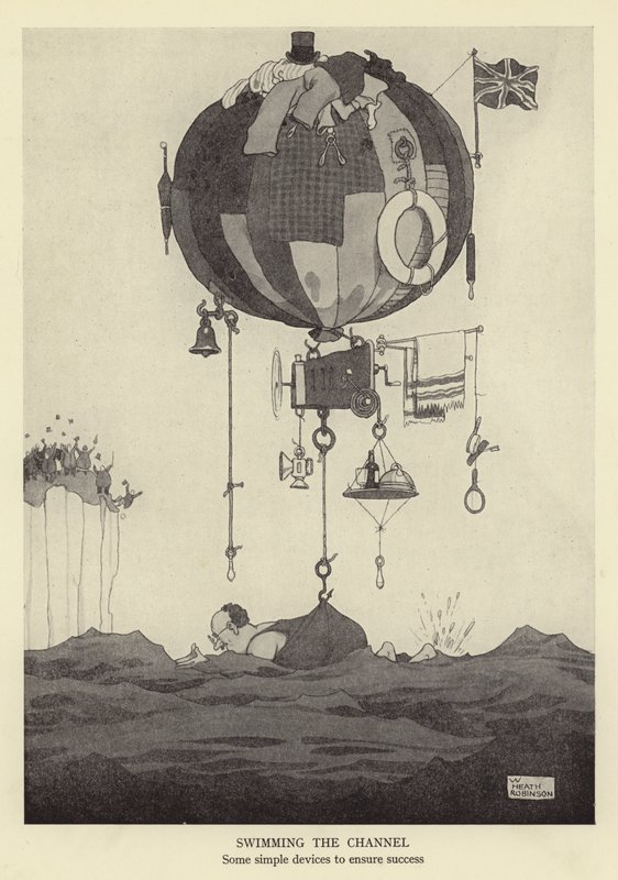 Attraversare la Manica, alcuni semplici dispositivi per garantire il successo da William Heath Robinson