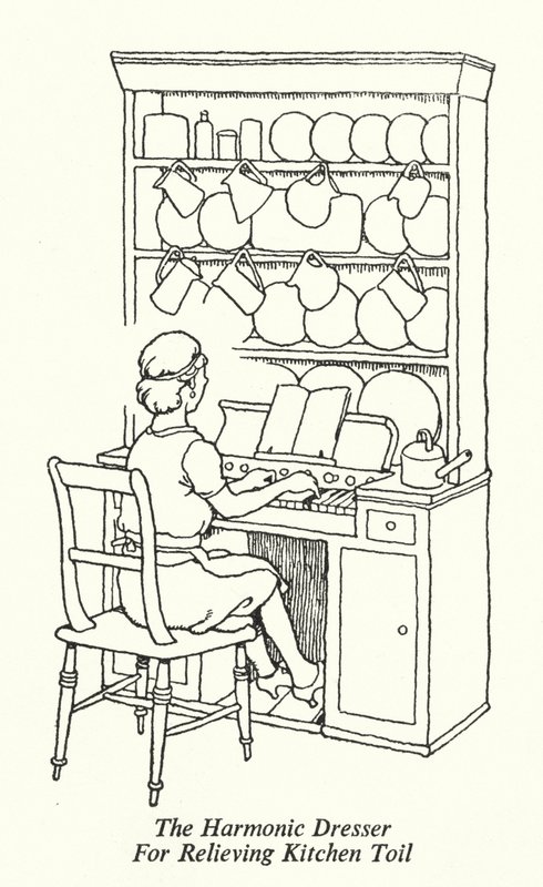 Il comò armonico per alleviare la fatica in cucina da William Heath Robinson