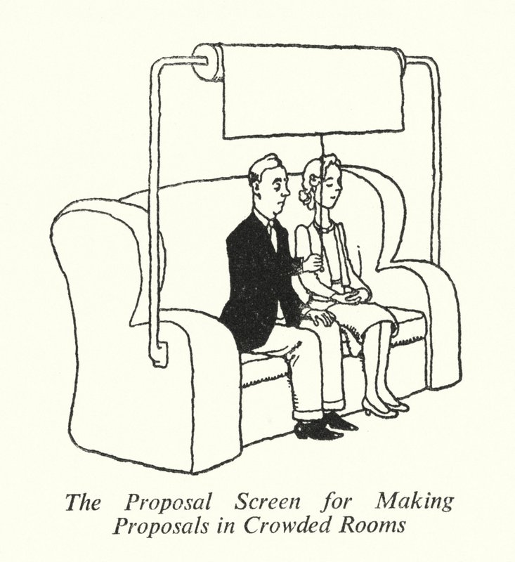 Lo schermo della proposta per fare proposte in stanze affollate da William Heath Robinson