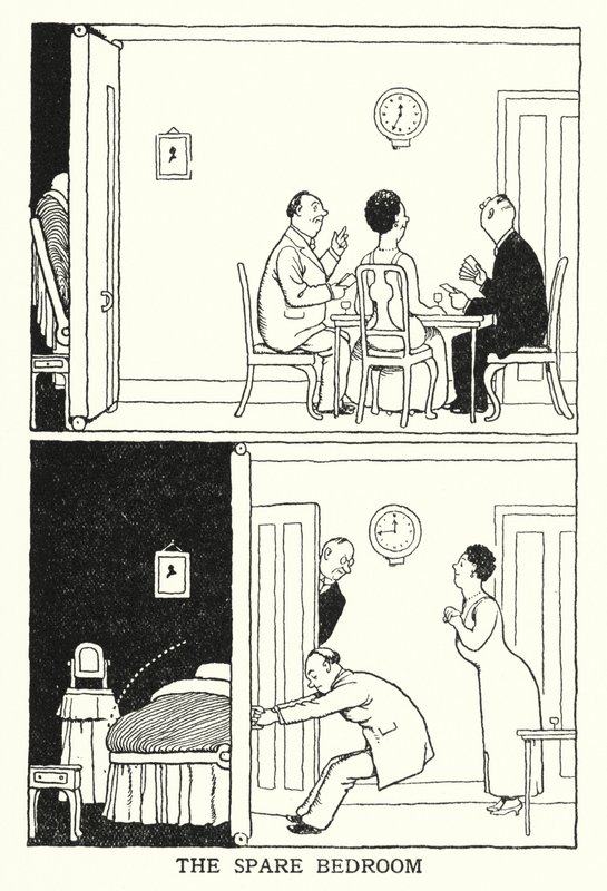 La camera da letto degli ospiti da William Heath Robinson