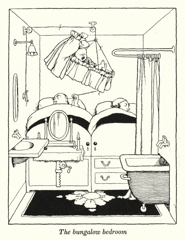 La camera da letto del bungalow da William Heath Robinson