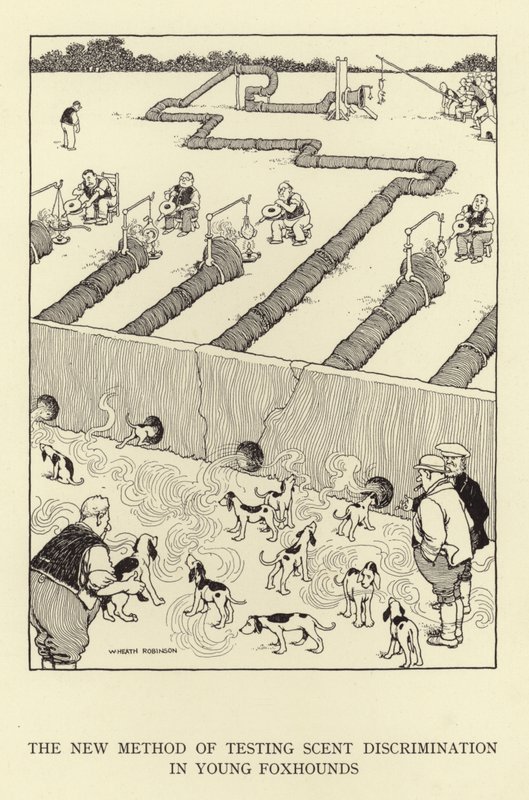 Il nuovo metodo di testare la discriminazione degli odori nei giovani segugi da William Heath Robinson