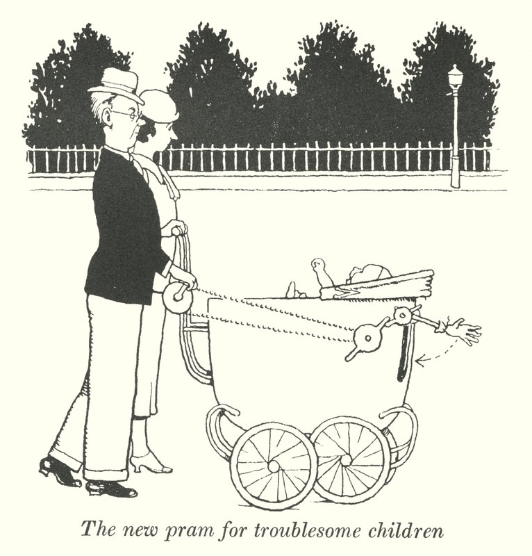 La nuova carrozzina per bambini problematici (litografia) da William Heath Robinson