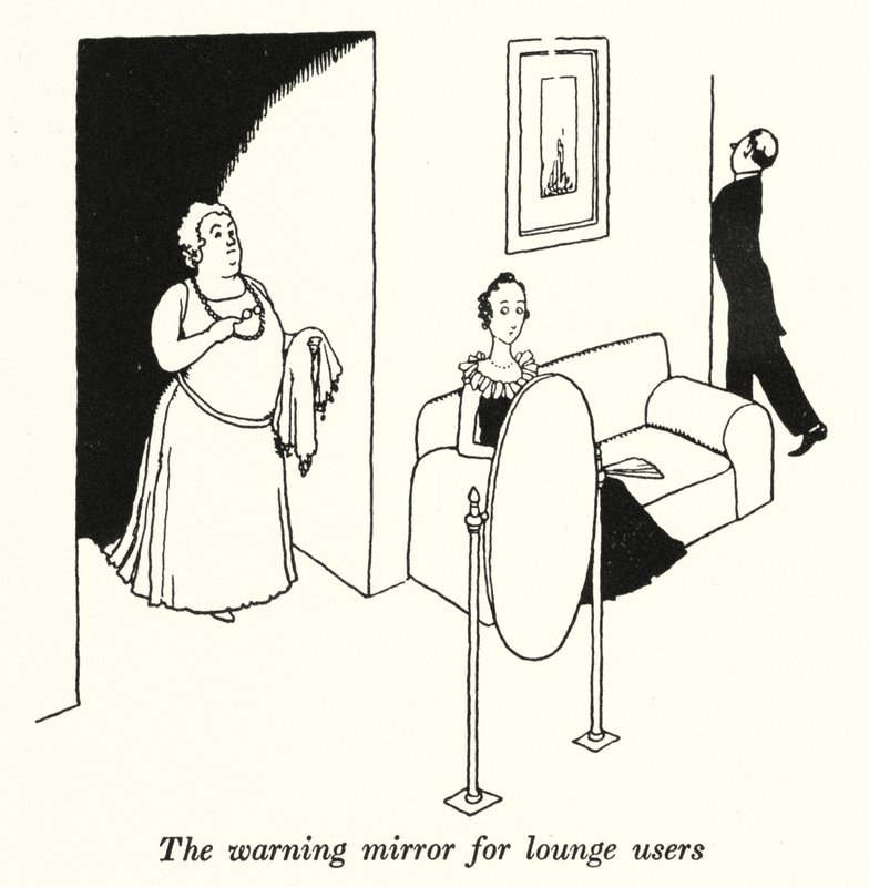 Lo specchio di avvertimento per gli utenti della lounge da William Heath Robinson