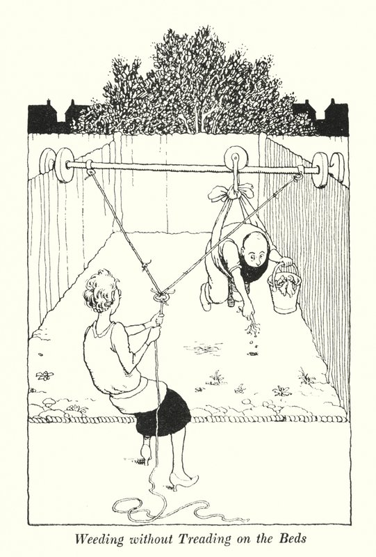 Diserbo senza Calpestare i Letti da William Heath Robinson