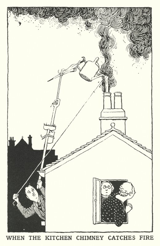 Quando il camino della cucina prende fuoco da William Heath Robinson