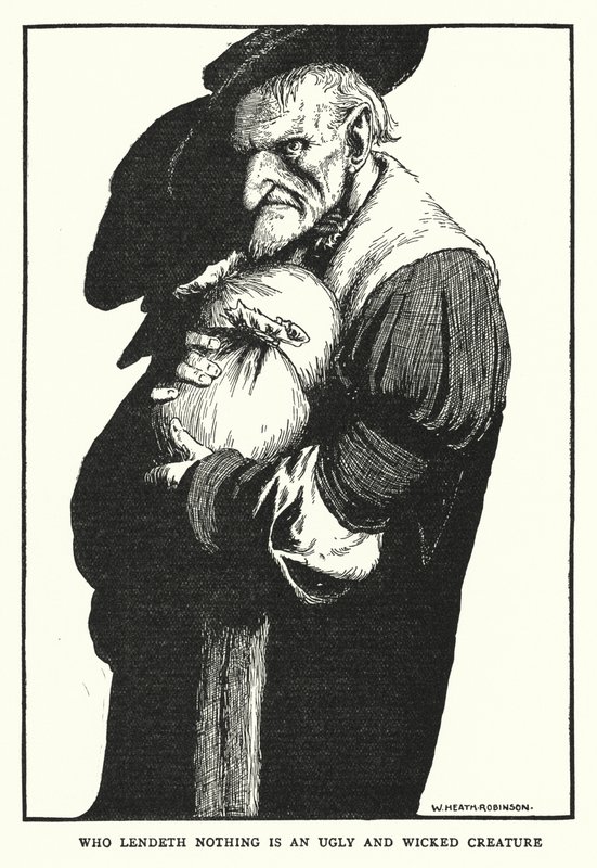 Chi non presta nulla è una creatura brutta e malvagia (litografia) da William Heath Robinson