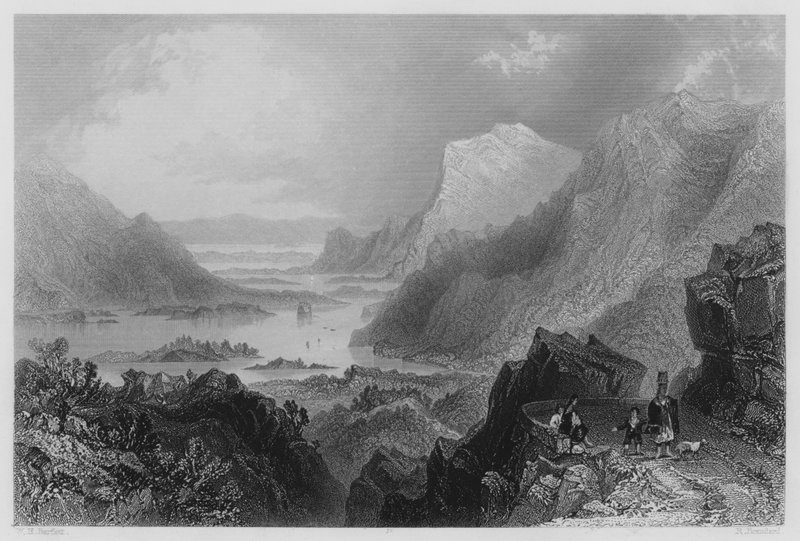 Approccio a Killarney dalla Strada di Kenmare (incisione) da William Henry (after) Bartlett