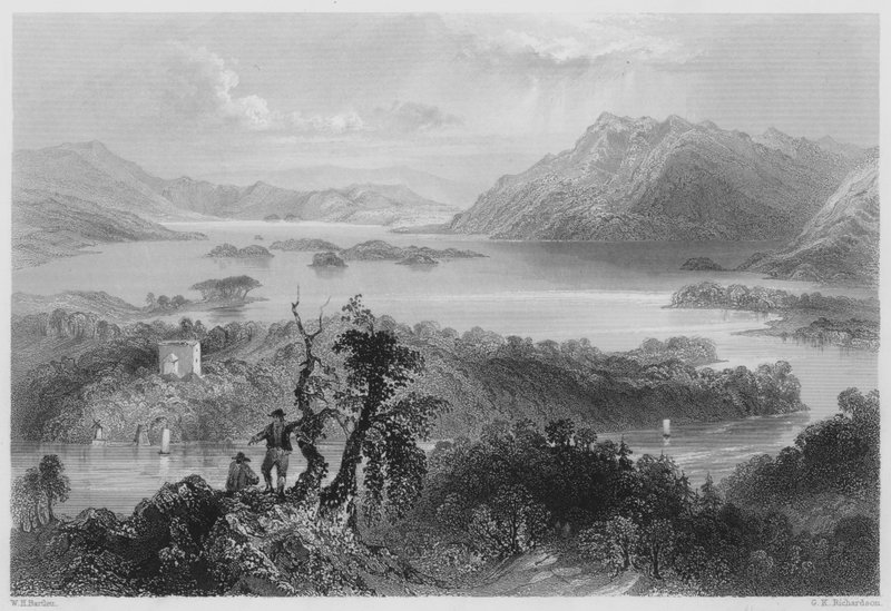 Hazlewood e Lough Gill, Sligo da William Henry (after) Bartlett