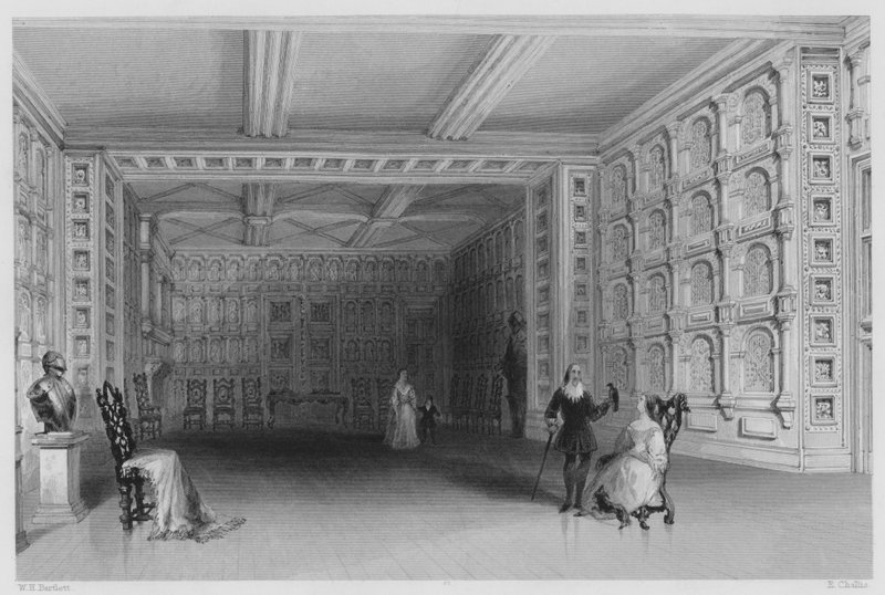 Interno di una stanza al Castello di Malahide, Dublino (incisione) da William Henry (after) Bartlett