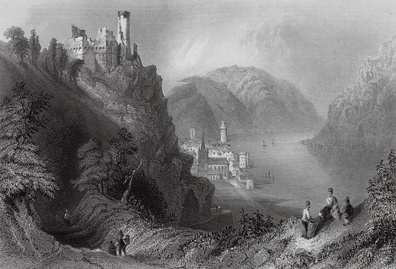 Oberwesel e il castello di Schomberg da William Henry (after) Bartlett