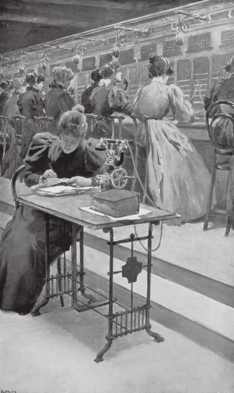 Al lavoro in una sala telefonica da William Henry (after) Margetson